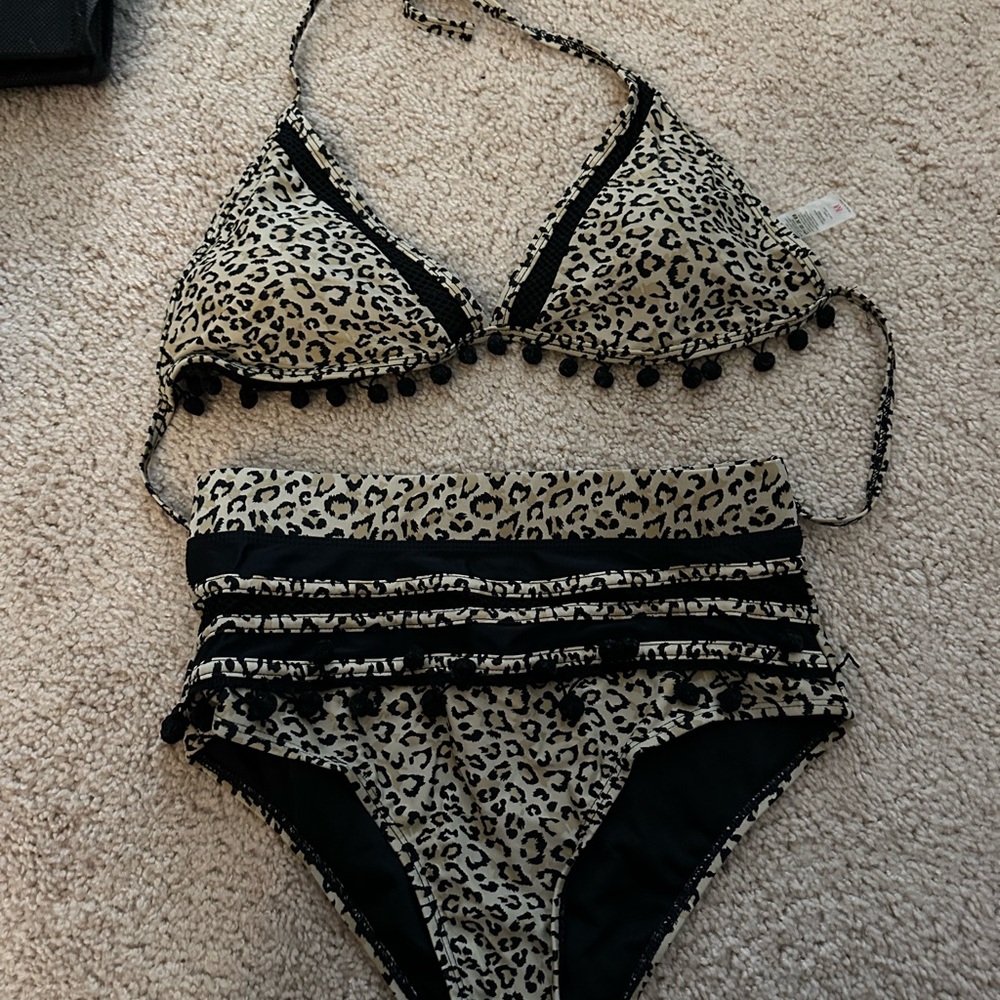 Cheetah High Waisted Bathing Suit